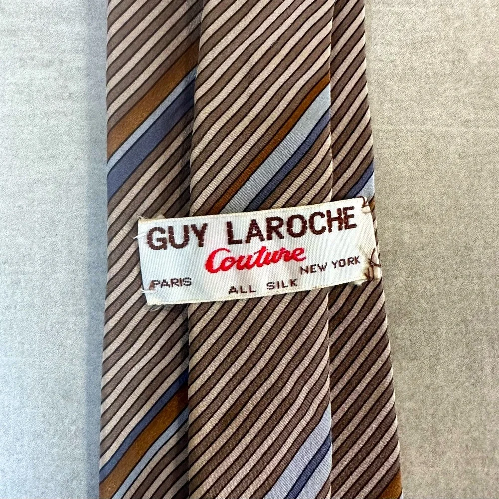 Guy Laroche Couture Vintage Striped Silk Tie